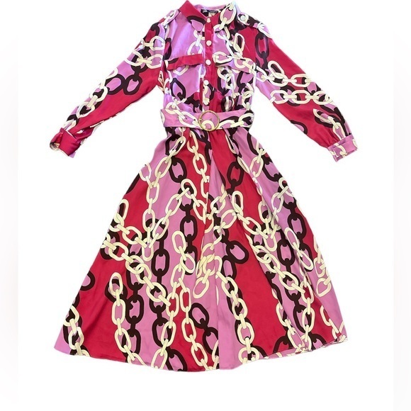 Zara Dresses Zara Multicolor Chainlink Long Sleeve Shirtdress Size